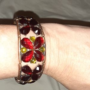 LIZ CLAIBORNE  COPPER JEWELED CUFF BRACELET,  VINTAGE